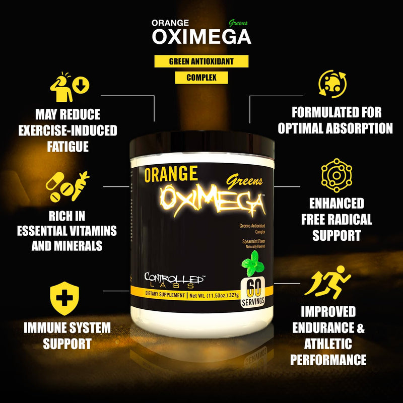 Controlled Labs Orange OxiMega Greens Spearmint -- 0.72 lb | Super Greens Powder, Immune Function, Enzyme, Probiotic, Antioxidant Blend, Total Body Health, Improved Endurance