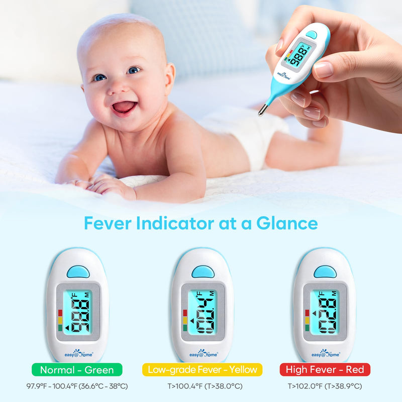 Easy@Home Baby Rectal Thermometer with Fever Indicator, Clear LCD Display for Fast Readings, Soft Flexible Tip for Infant & Newborn Use – EMT-027