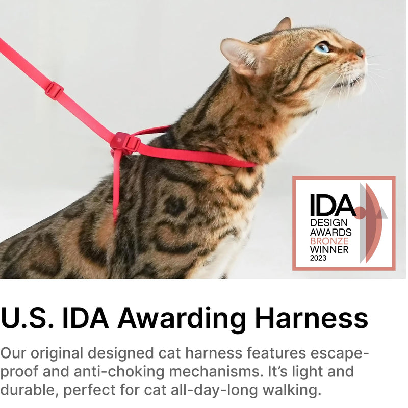 Cat Harness and Leash Set - U.S. IDA Bronze Awarding Design, Escape Proof and Anti-Chocking, for Walking and Training, Lighweight for Kitten and Small Large Cat and Puppy(Linen) Linen - BeesActive Australia