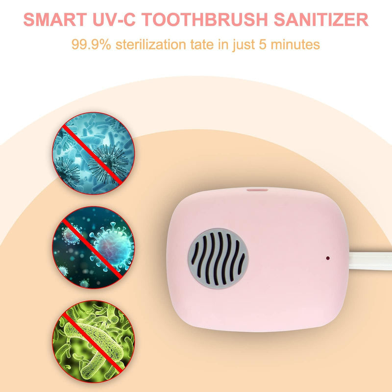 Mini Travel Toothbrush Cover with Air Drying Device, Toothbrush Travel Case with Cleaning Light, Rechargeable Portable Toothbrush Container Toothbrush Holder -Pink - BeesActive Australia