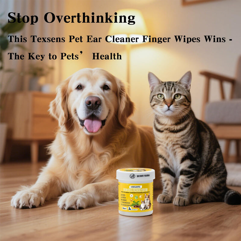 Texsens Pet Ear Cleaner Finger Wipes for Dogs & Cats