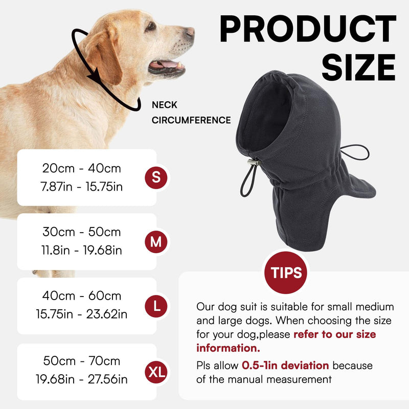 Dog Calming Hoodie Pet Ear Cover, Adjustable Headband for Small Medium Large Dogs, Pet Muffs Head Wraps for Grooming Firework Thunderstorms, Darkgrey XL X-Large