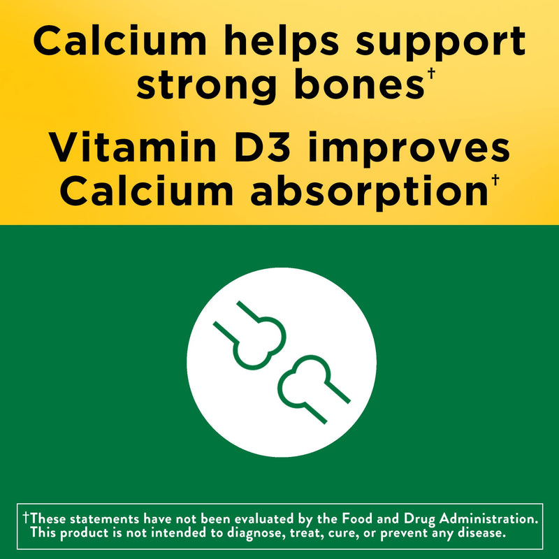 Nature Made Calcium 600 mg with Vitamin D3 for Bone Support, 60 Tablets | Calcium Supplement for Bone Health, Dietary Supplement with Calcium and Vitamin D Unflavored 60 Count (Pack of 1)