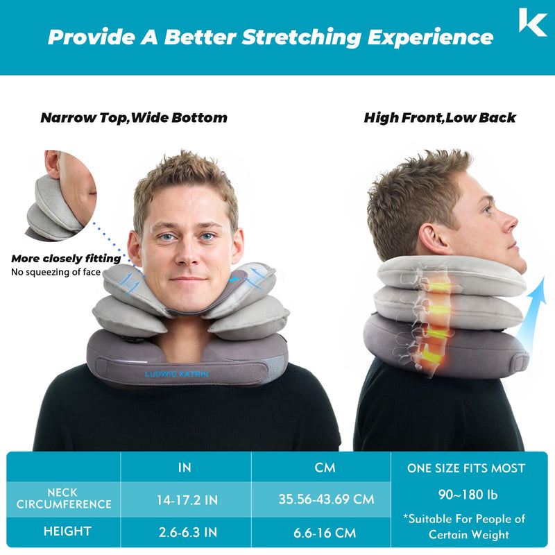 Neck Stretcher with Pillow Cover, Inflatable Cervical Traction Device for Neck Pain Relief, Neck Traction Device with Removable Air Pump, Adjustable Neck Brace for Use at Home or on Trips - BeesActive Australia