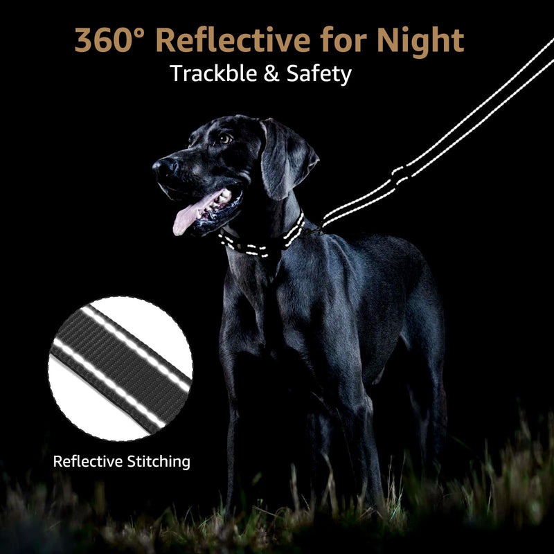 AirTag Dog Collar and Reflective Leash Set Bundle with Airtag Holder Case,Adjustable Padded Nylon Pet Collar for Small Medium Large Dogs(Black, Medium) Black - BeesActive Australia
