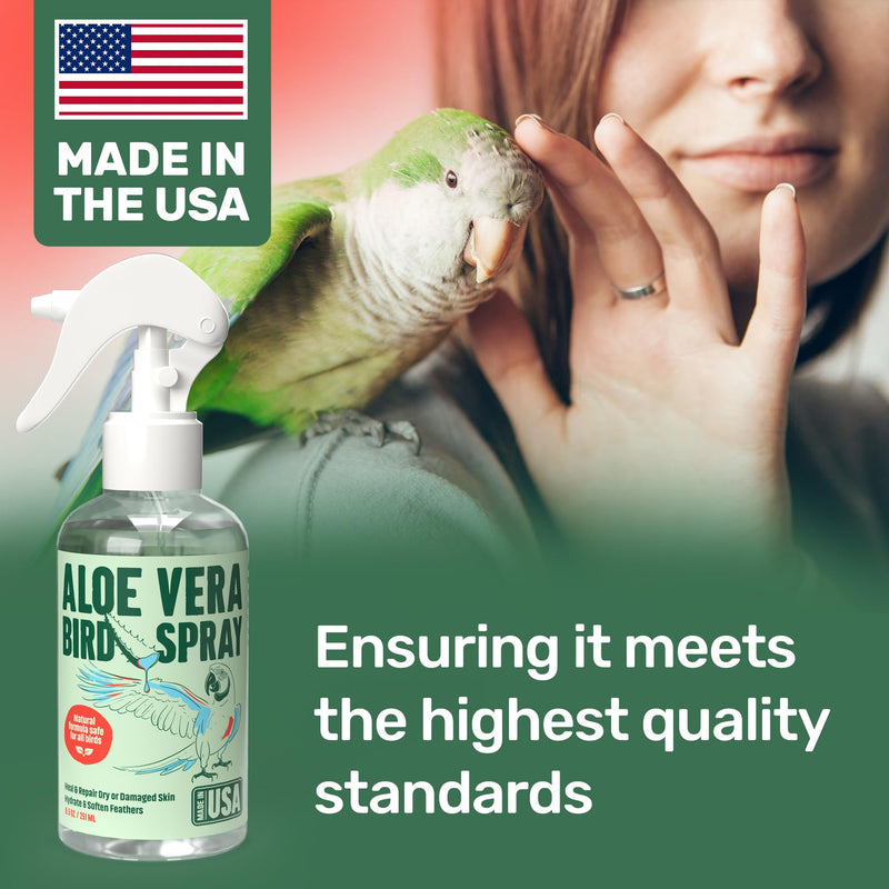 Samorillo Aloe Vera Bird Spray - 8.5oz/251mL - [Made in USA] - Non-Toxic Bird Bath Relieves Dry/Itchy Skin & Softens Feathers - Safe & Effective for All Birds - Promote Healthy Plumage - Odor-Free