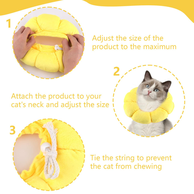 Cat neck collar, soft neck collar for cats, adjustable cat collar, sunflower cat collar for after operations, for small dogs and cats - BeesActive Australia