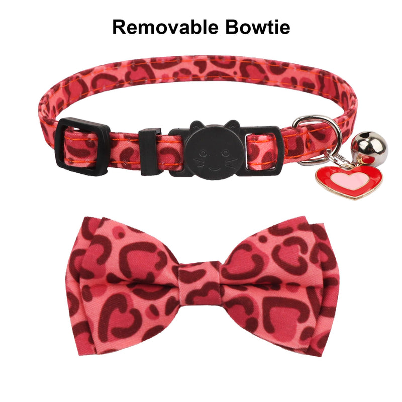ADOGGYGO Valentine's Day Cat Collar Breakaway with Bow Tie Bell - 2 Pack Valentine Kitten Collar with Removable Bowtie Heart Pattern Pet Valentine Collar for Cat Kitten (Valentine's Day) 7.5"- 10.5" - BeesActive Australia