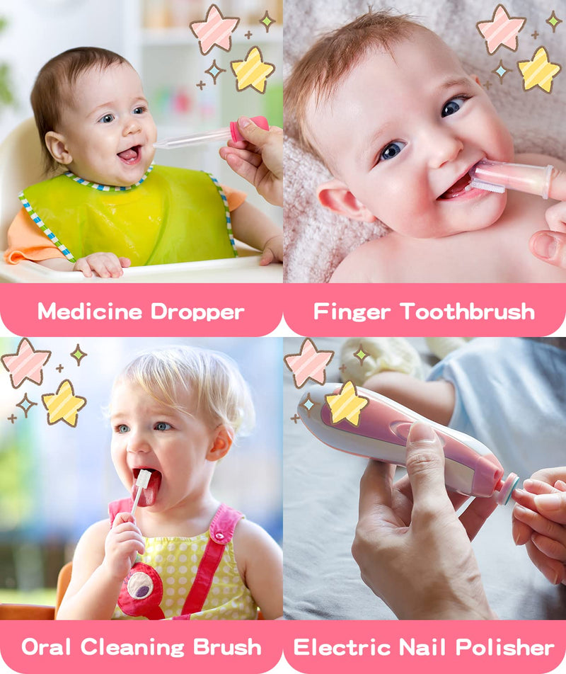 Baby Grooming and Healthcare Kit, Portable Baby Safety Care Set with Hair Brush Comb Nail Clipper Nasal Aspirator for Nursery Newborn Infant Girl Boy (31 in 1, Pink) Pink-31 in 1 - BeesActive Australia