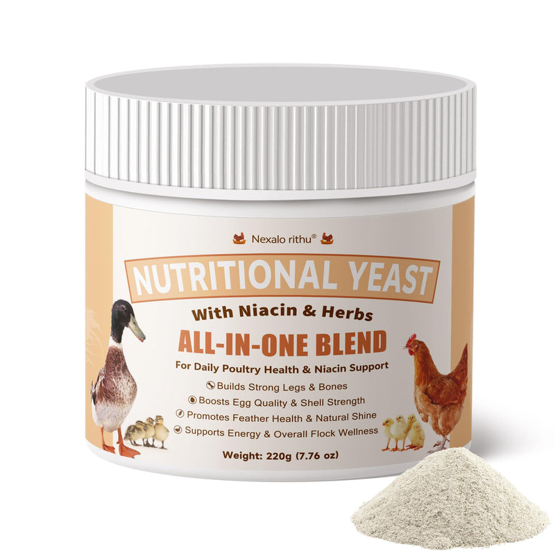 Nutritional Yeast for Ducks & Chickens - Up to 10X More Niacin Than Brewers Yeast for Chickens - Duck & Chicken Vitamins for Strong Bones, Immune Support, Molting & Egg Quality-for Chicks & Ducklings