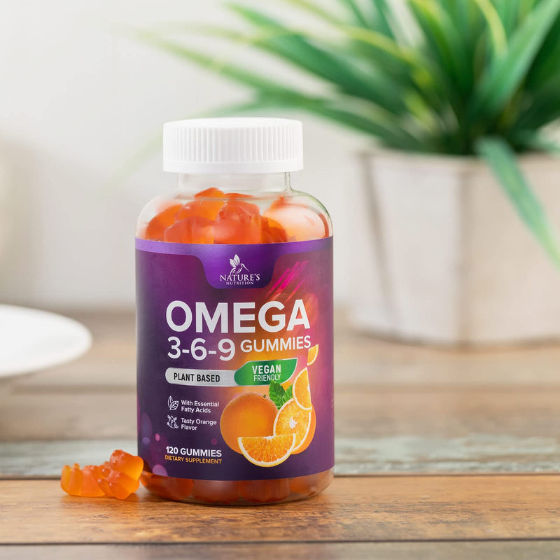 Omega 369 Gummies - Vegan Triple Omega 3 Supplement Gummy - Essential Fatty Acids Oil 3 6 9 Complex Heart Support and Brain Support for Women, Men & Pregnancy, Fish Free Non-GMO, Orange - 120 Gummies 120 Count (Pack of 1) - BeesActive Australia