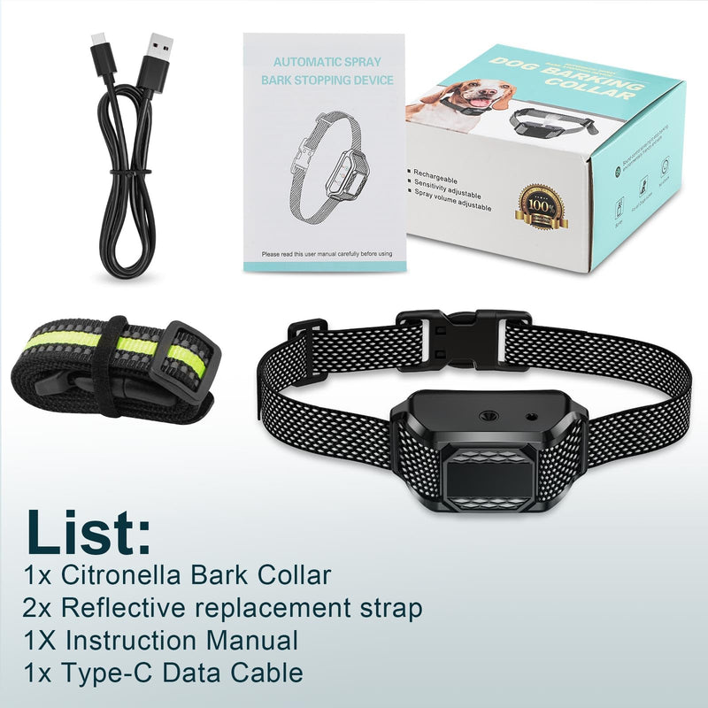 Citronella Dog Bark Collar for Dogs, [No Spray Refill] Citronella Dog Collar, Level 3 Sensitivity Adjustable Spray Bark Collar, Safer Anti Bark Collar Suitability for L/M/S Dog Citronella Collar Black-pp1 - BeesActive Australia