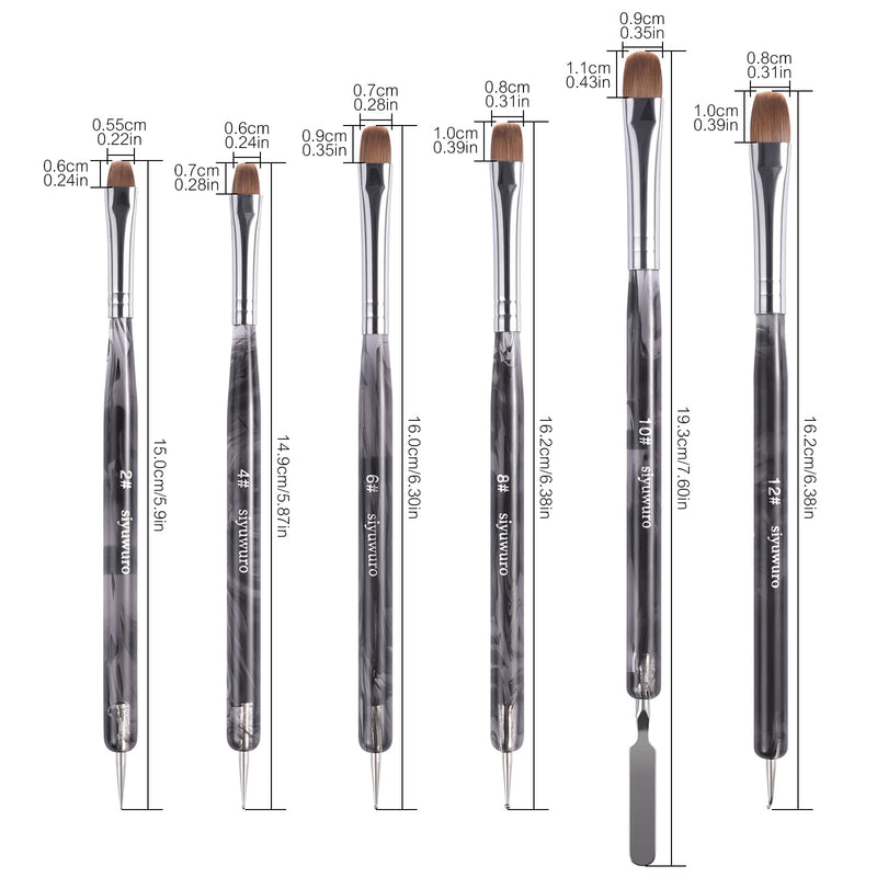 6Pcs Kolinsky Sable Nail Brush French Nail Brush 2 Way Professional UV Gel Acrylic Nail Art Brush with Dotting Tool for French Manicure Cuticle Clean Up Nail Art Design Pen (Set) Set - BeesActive Australia