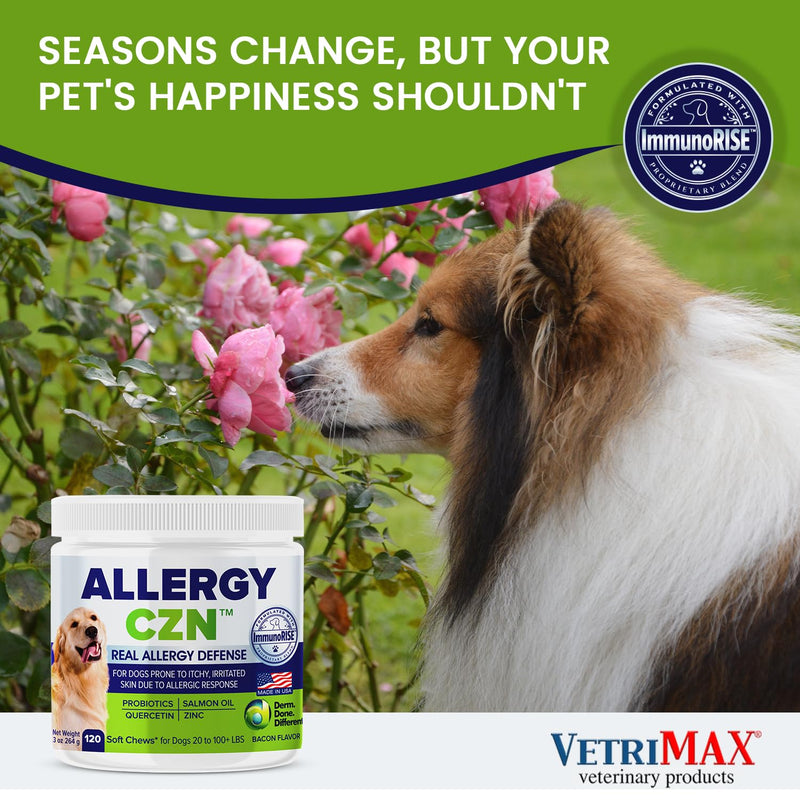 Allergy CZN - Itch and Allergy Chew for Dogs, Seasonal Allergies Anti Itch Dog Chewables with ImmunoRise Blend, 3 oz/120 Count - PawsPlanet Australia