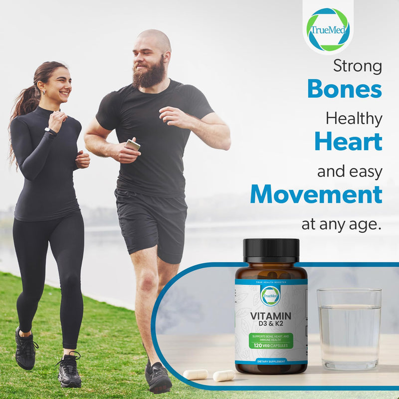 Vitamin D3 K2 Bone Health, Heart Support & Calcium Absorption Supplement | Immune Wellness, 5000 IU D3 with MK7 K2 90mcg, 120 Veg Capsules, Non-GMO, Gluten Free, Made in USA