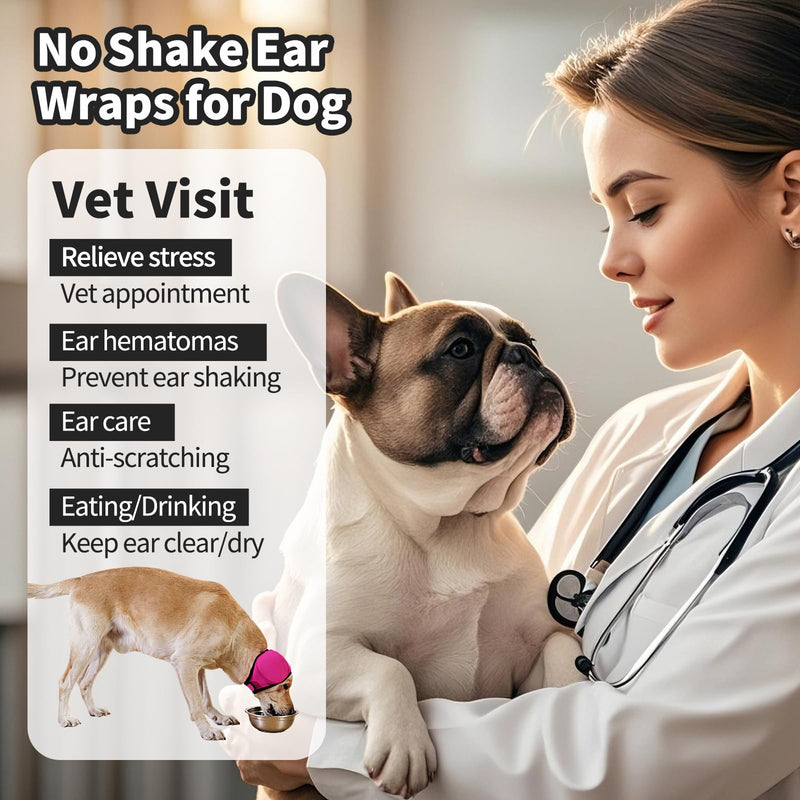 LIANZIMAU Quiet Ears for Dogs Comfort Calming Hoodie Dog Ear Covers for Noise & Anxiety Relief Ear Wraps for Dog Adjustable Dogs Ear Muffs Noise Protection Firework,Grooming and Force Drying Medium（Head Size 14"-19"） Magenta