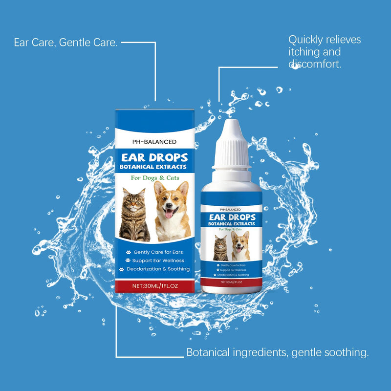 Pet Ear Cleaner Solution for Dogs & Cats, Gentle Ear Drops to Reduce Wax & Prevent Discomfort, Healthy Ear Cleaning Treatment for Regular Care