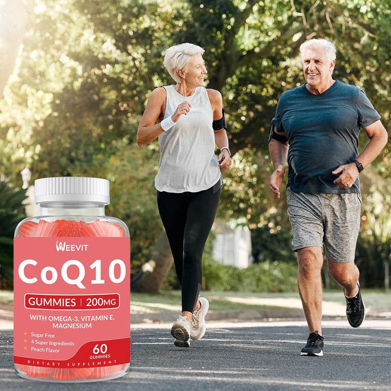 CoQ10 Gummies 200mg, Coenzyme Q10 with Omega-3, Magnesium for Adults | Co Q10 Supplement for Energy, Sugar Free, Vegan 60 Count (Pack of 1)