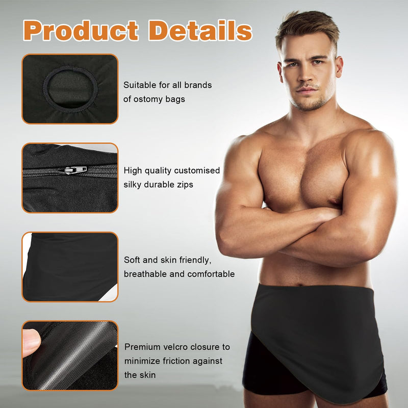 Ostomy Belt for Ostomy Bag Cover, Inner Pocket to Accommodate Ostomy Pouch for Sport or Daily Life, Black Colostomy Belt for Men & Women(XL) X-Large