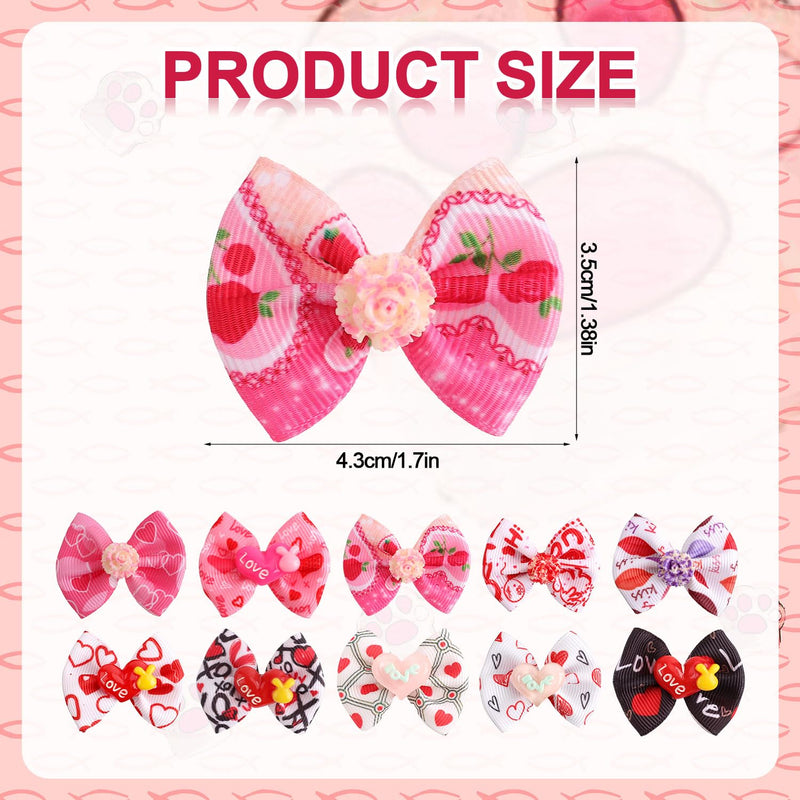 20pcs Small Dog Hair Bows, Pink Cute Dog Bowknot Hair Tiny Puppy Hair Bows Multiple Styles Dog Bow Hairband for Dog Accessories - BeesActive Australia
