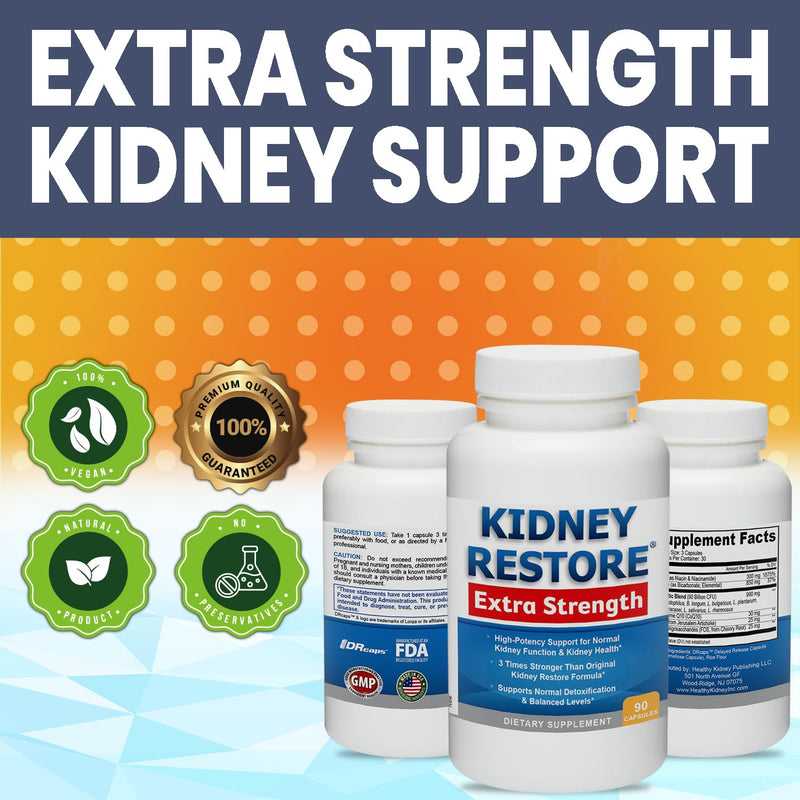 Kidney Cleanse Detox & Repair - Created by Kidney Health Expert Living w/Transplant - US Made Kidneys Support Supplement for Detox, Flush Renal Vitamins & Renal Restoration 90 Capsules 90 Count (Pack of 1)