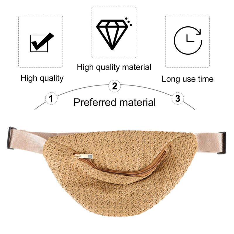 PRETYZOOM Hip Bag 1pc waist bag Chest Waist Pouch Cross- body Pouch Imitation Straw Woven Waist simulation straw chest fanny pack Belt s Dark Brown