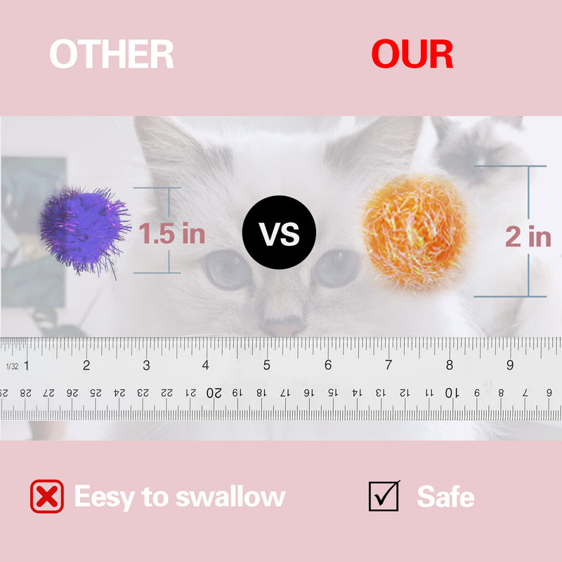 Cat Ball Toy Cat Toy Pom Pom Sparkle Fuzzy Balls 2 Inches Interactive Cat Toy Assorted Color 12 Pack - BeesActive Australia