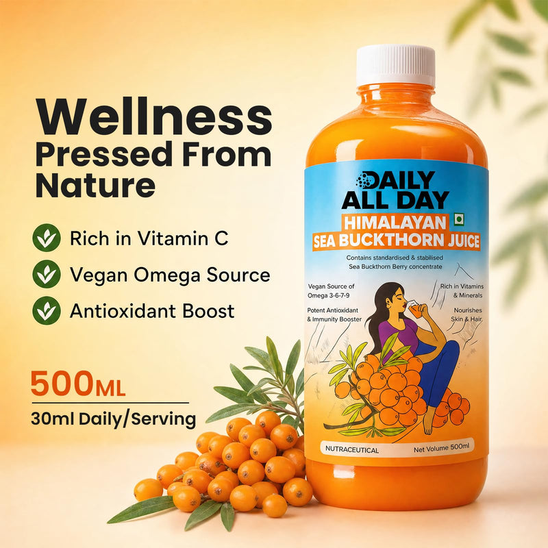 Himalayan Sea Buckthorn Juice Omega-7 Liquid Superfruit Concentrate, 16.9 fl oz (500ml), Rich in Vitamin C & Plant Omega 3-6-7-9 for Skin, Hair & Immunity, Vegan, No Added Sugar