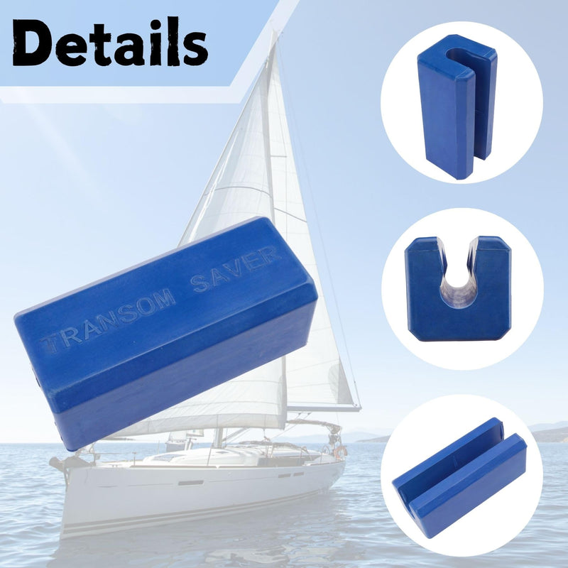 Boat Marine Outboard Transom Saver with Motor Steering Stops for Yamaha Mercury Johnson Evinrude Engines Trailering or Transport Rubber Blue Blue combination Square Outboard Transom Support