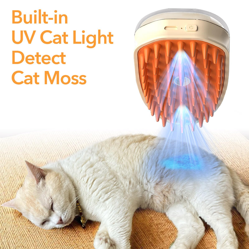 4-in-1 UV Spray Massage Grooming Brush, Bulit-in Cat Moss Lamp, Nano Spray Steam Brush for Removing Loose Fur, Water Brush for Long or Short Haired Cat and Dog (UV) - BeesActive Australia