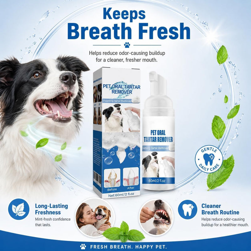 Pet Oral Tartar Remover Spray for Dogs & Cats – Foaming Dental Care Spray for Tartar & Fresh Breath, Reduce Tartar for Cats and Dogs, Easy-to-Use Pet Teeth Cleaning Solution (1 Bottle)