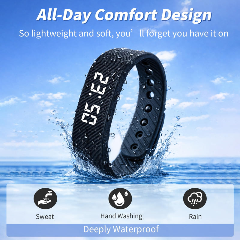Vibrating Alarm Clock Silent Wristband for Heavy Sleepers Battery Wrist Watch Bands for Deaf Loud for Adults Wearable Bracelet Won't Wake Partner Band Vibration Wake up Extremely Deep Sleeper