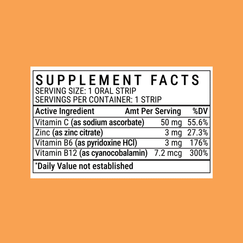 Dissolving Immune Support Supplement Strips: Stay Protected with Zinc, Vitamin C, Vitamin B6 & Vitamin B12, Vegan, Sugar Free, Antioxidant Supplement