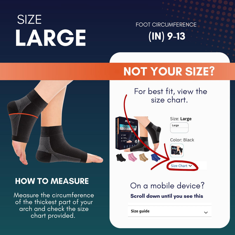 Compression Socks 20-30mmHg for Plantar Fasciitis, Achilles Tendonitis Relief - Ankle Compression Sleeve for Heel Spurs, Foot Swelling & Fatigue - Arch Support Brace for Everyday Use (1 Pair) Black Large
