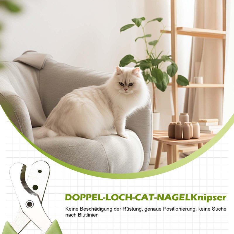 TINGTING Cat Claw Trimmer, Cat Claw Cutter Effortless Pet Nail Clippers Stainless Steel Cat Nail Scissors Double Circular Hole for Cats Rabbits Nail Clippers - BeesActive Australia