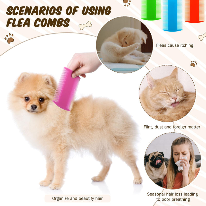 Hushee 50 Pcs Flea Comb Bulk for Cats Dogs Lice Comb with Double Side Tooth Pet Flea and Tick Comb for Small Cats Dogs Kitten Indoor, 5 Colors - BeesActive Australia
