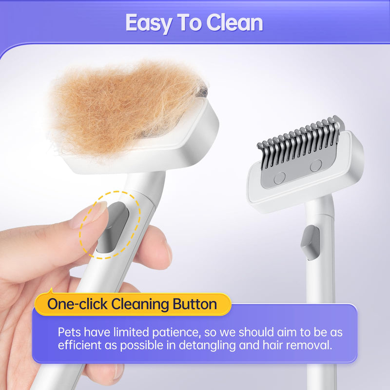 Cat Grooming Rake with One-Click Button, Pet Brush, Suitable for Long Haired Cats, Small and Medium Dogs, Brush for Grooming Shedding, Remove Loose and Matted Fur, Pet Grooming Undercoat Rake - BeesActive Australia