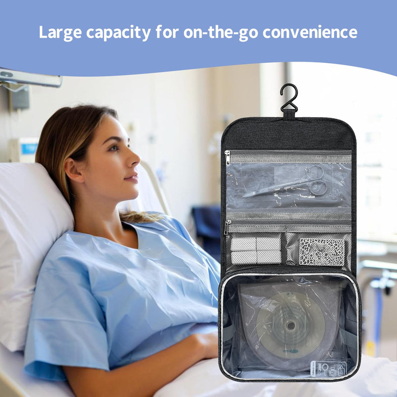Travel Bag for Ostomy and Colostomy Supplies - Perfect for Post - Surgery Users, with Hanging Design and Stylish Covers for Female Patients Pink