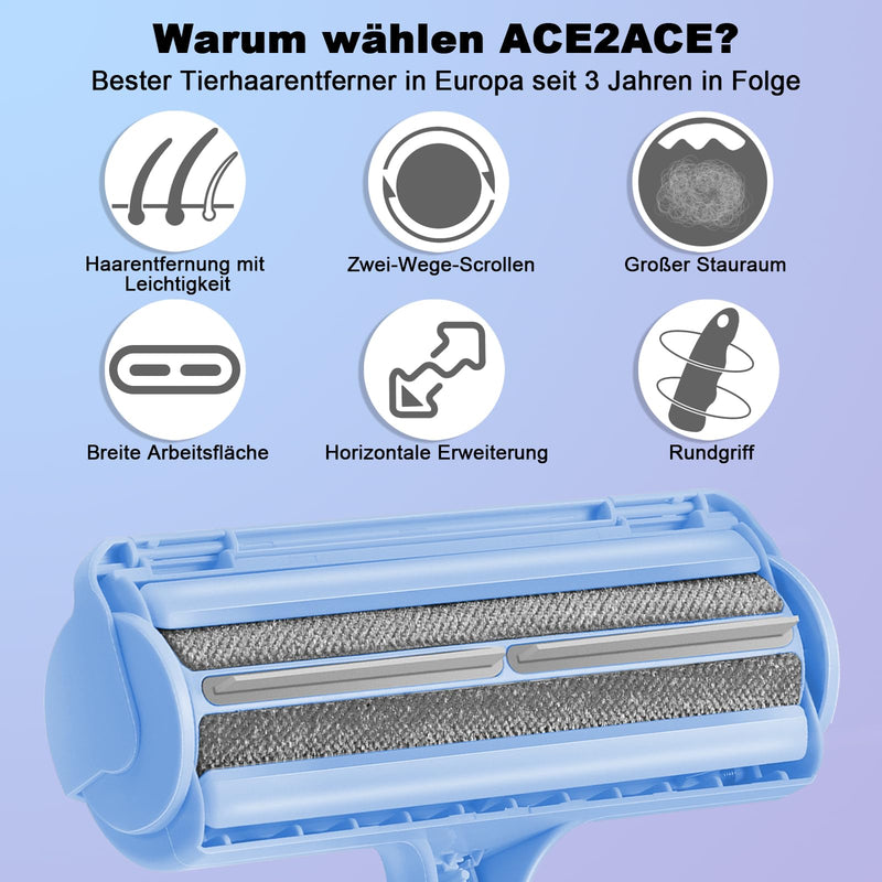 ACE2ACE lint roller animal hair, animal hair remover, lint brush animal hair for dog hair and cat hair, dog hair remover for sofa, bed, carpet, scratching post, baby blue - BeesActive Australia