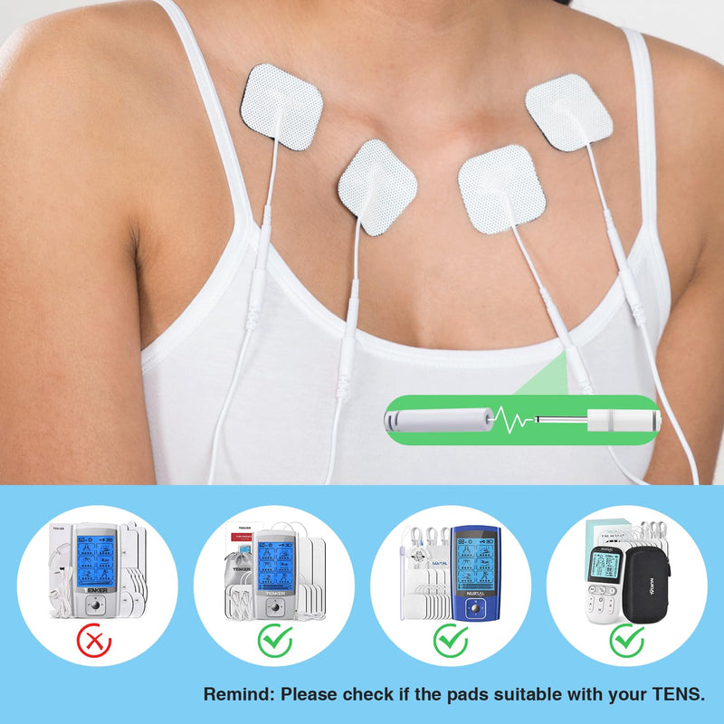 TENKER TENS Unit Replacement Pads 2x2" Reusable TENS Electrode Pads - 20PCS 3rd Gen Latex-Free Self-Adhesive Electrotherapy Patches Compatible with AUVON, Etekcity, Nicwell Care TENS