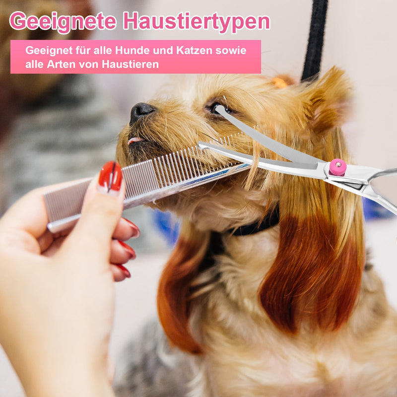 Jostift dog scissors, curved scissors, dog grooming scissors for dogs and cats, professional round grooming dog scissors, stainless steel grooming scissors, dog grooming scissors for cats and other pets, pink - BeesActive Australia