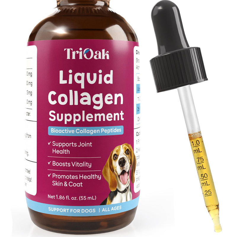 Liquid Collagen Supplement Drops for Dogs: Hip & Joint Support, Skin & Coat Health in One Daily Supplement with Bioactive Collagen Peptides - Pure Formula Support for All Dog Sizes & Ages