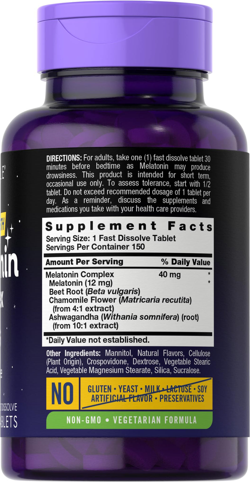 Carlyle Melatonin 40mg Complex | 150 Fast Dissolve Tablets 150 Count (Pack of 1)