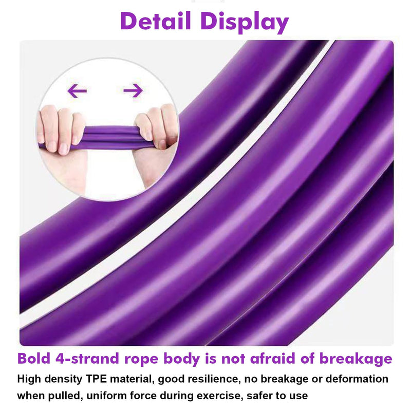 2PC 21 Fitness Resistance Bands-4 Tube Pedal Ankle Puller, Stirrup Puller for Exercise,2025 New Sit up Leg Stretch Rope Exercise Bands with Handles for Women Men Black+Purple