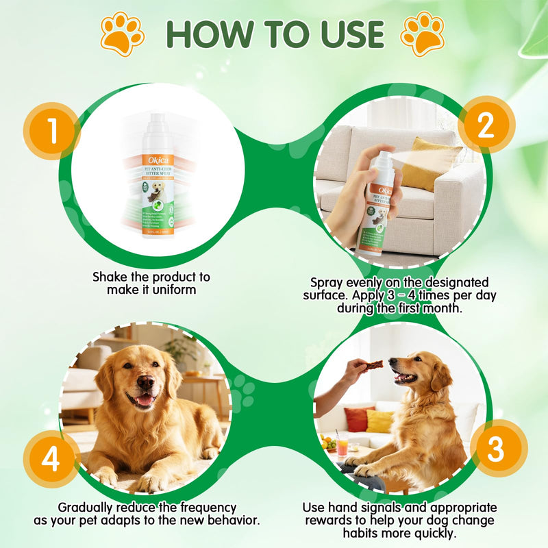 2 Bottles Bitter Apple Spray for Dogs - No Chew Spray for Dogs to Stop Barking Marking and Nibbling - Natural Ingredients Dog Repellent Spray for Furniture and Your Belongings Green