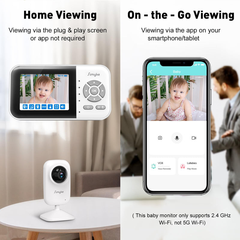 Upgrade Video Baby Monitor with 2 Cameras and Audio 2.8" Screen, Night Vision, APP, 2 Way Talk, 1200ft Long Range, Feeding Clock, Temperature Detection, Portable Wireless Baby Cam Home Use - BeesActive Australia