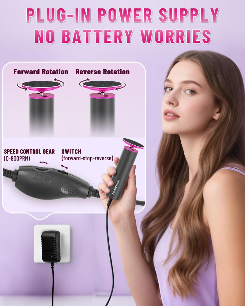 DERMAWAVE Electric Callus Remover for Feet, Professional Electric Foot File Sander Grinder with 60 Sandpaper & Speed Controller for Men & Women – Aluminum Pedicure Tool for Cracked Heel Dead Skin - BeesActive Australia