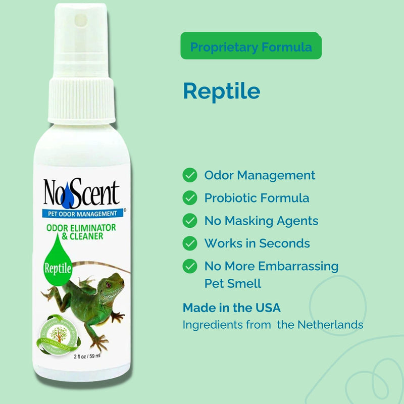 No Scent Reptile Tank Cleaner Spray & Pet Odor Management for Bearded Dragon, Turtle, Lizard Terrarium Freshener (2 Fl Oz / 59 mL) 2 Fl Oz (Pack of 1) - PawsPlanet Australia