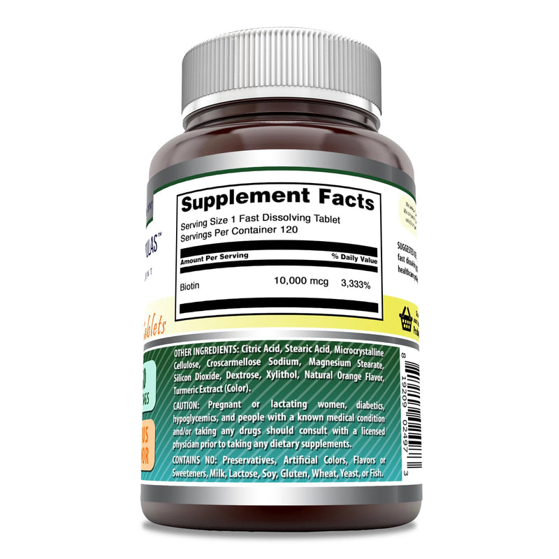 Amazing Formulas Biotin 10,000 mcg | Fast Dissolve Tablets | Non-GMO | Gluten Free Supplement | Made in USA (120 Count, Citrus) Citrus | 120 Tablets 1 Count (Pack of 1)