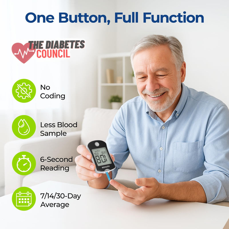 AUVON Blood Glucose Monitor Kit for Accurate Test, 100 Strips, No Coding 100-piece kit
